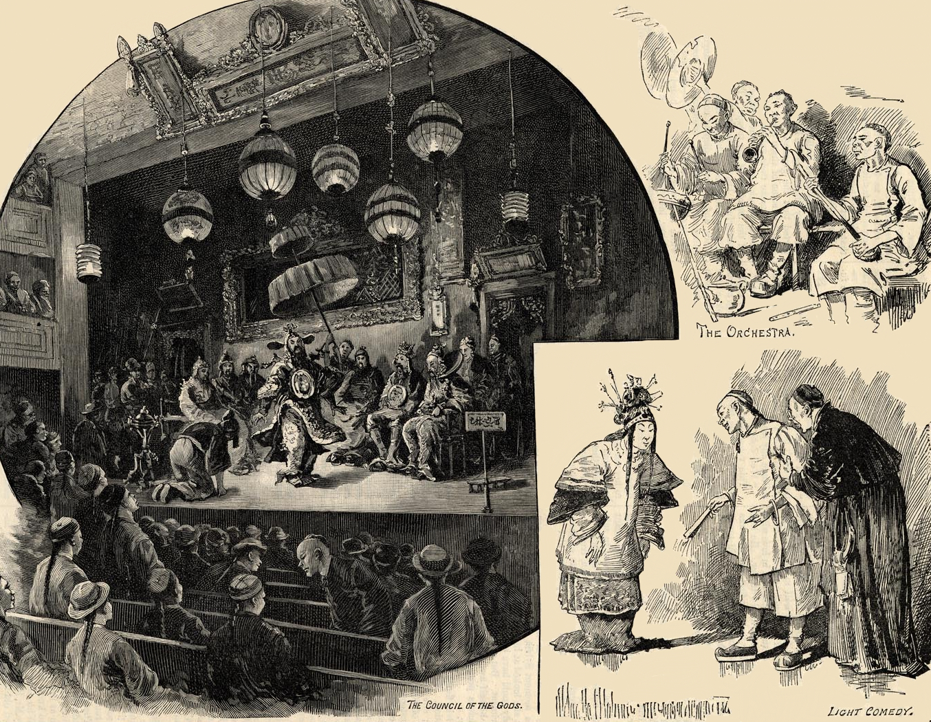 1883 Harper's Weekly illustration of one of the San Francisco Chinese Opera Houses