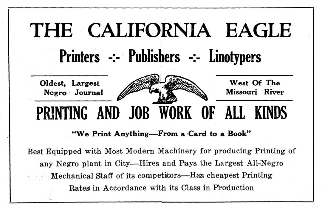 Advertisement from the Los Angeles Negro Directory