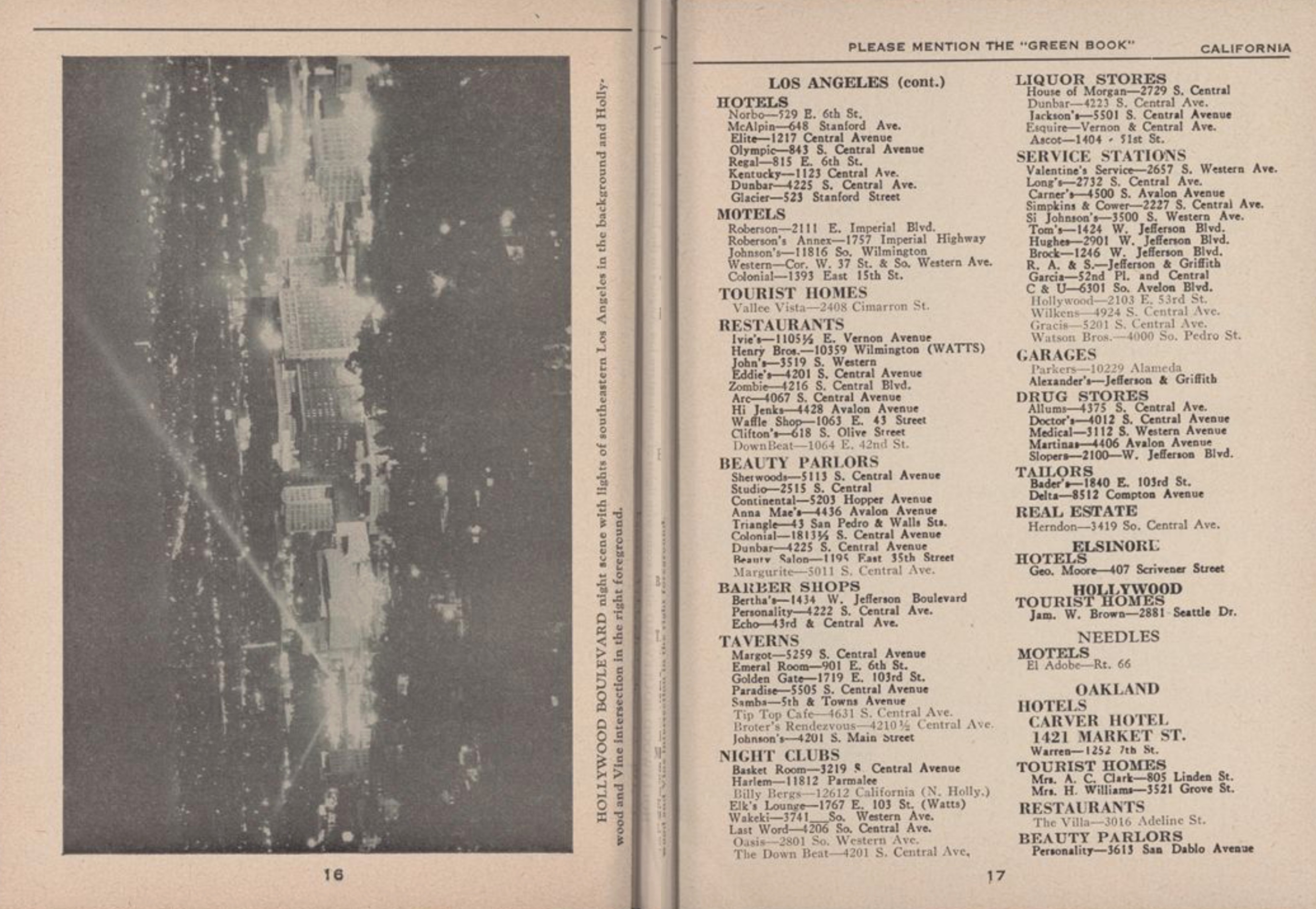 Directory pages from the Green Book Railroad Edition, 1951 