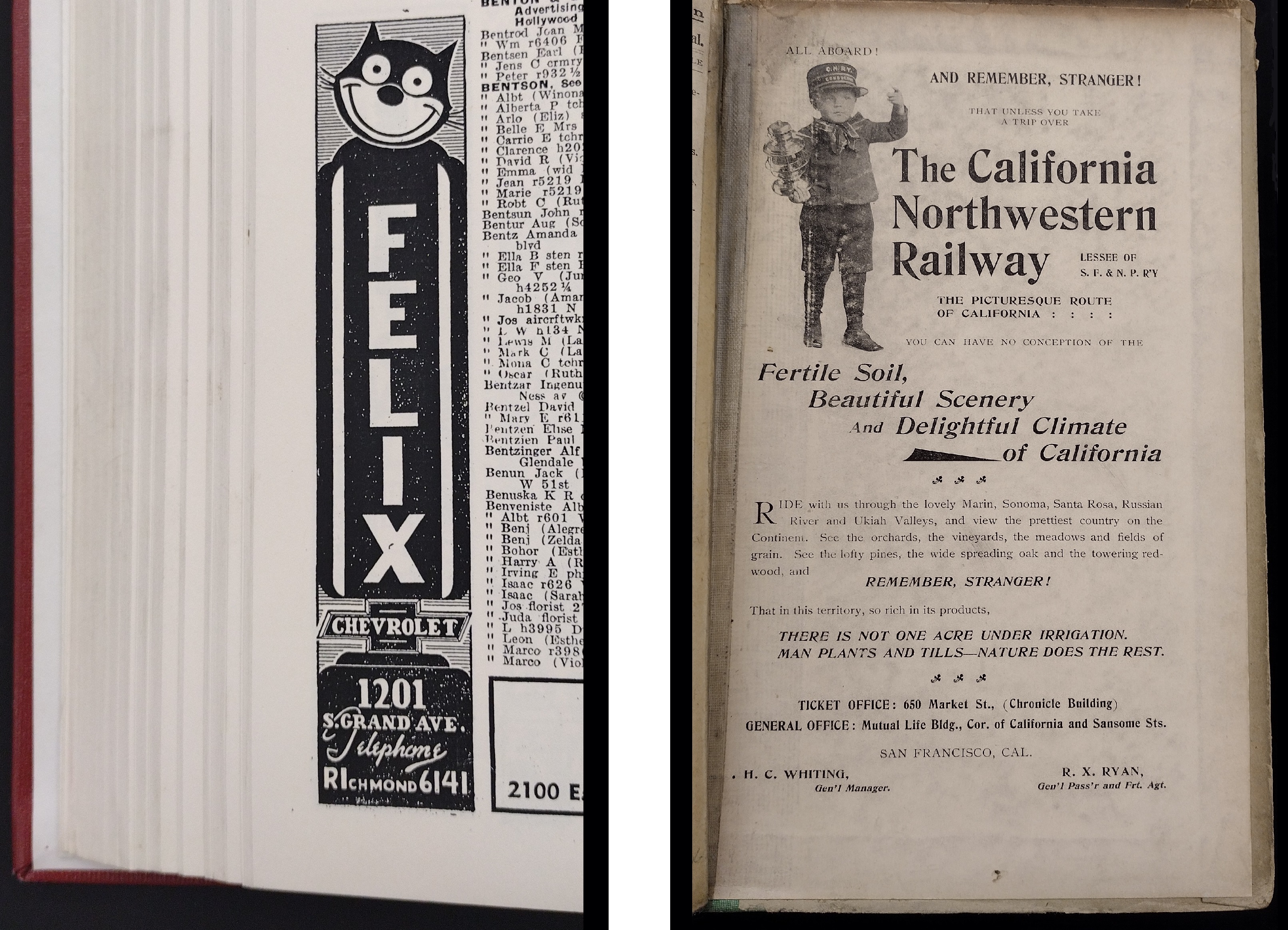 Margin advertisement, Los Angeles City Directory