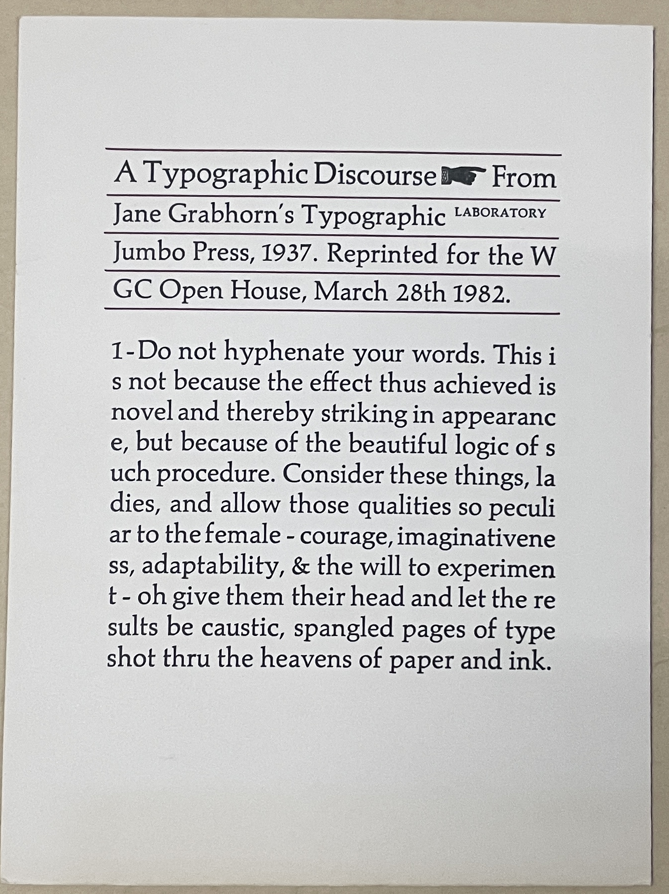 A Women’s Graphic center postcard