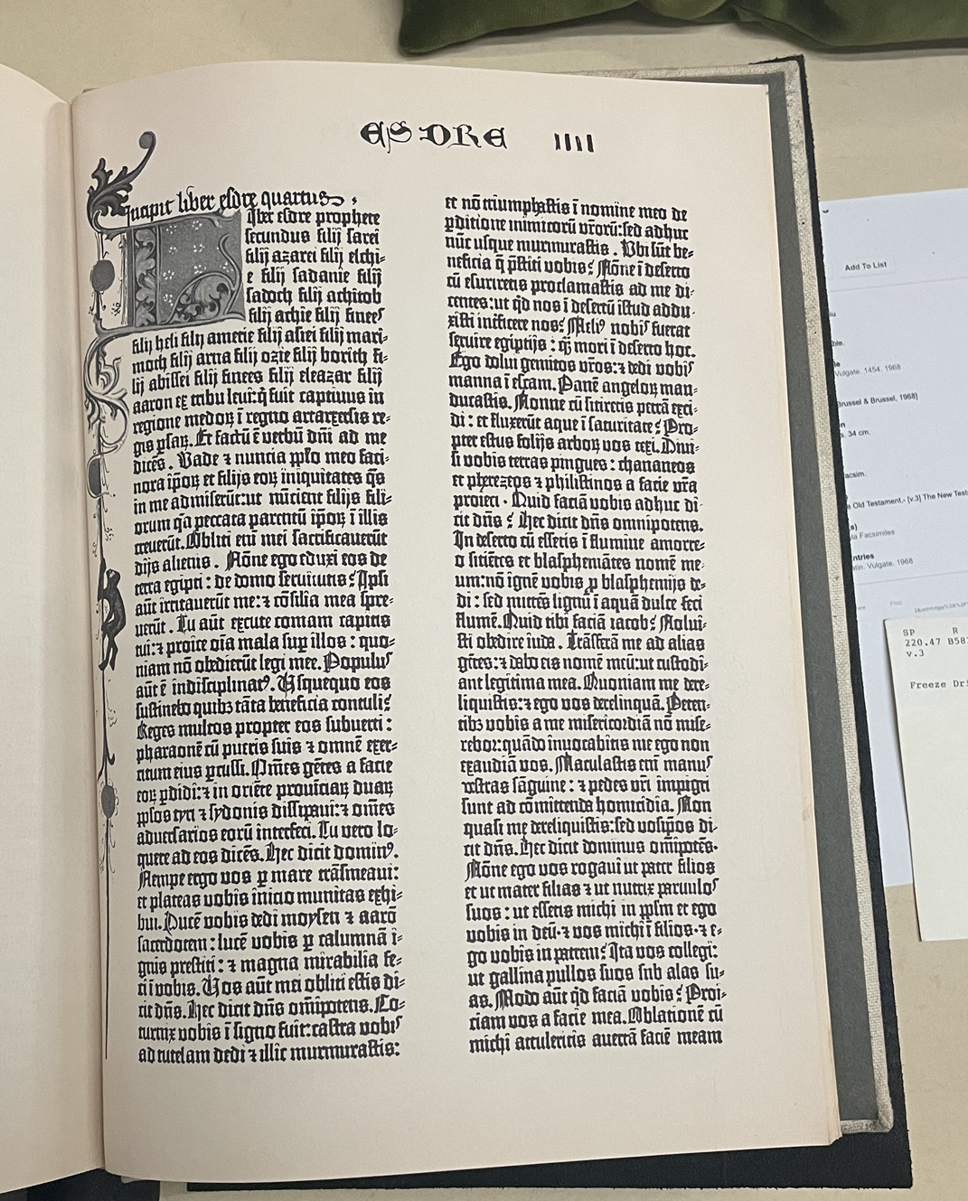 Facsimile image of the library's Gutenberg Bible page