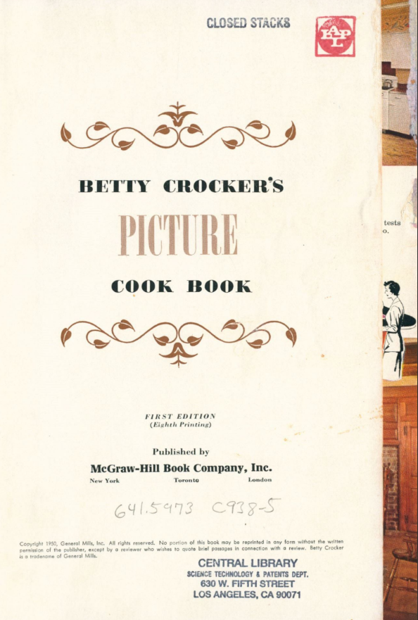Betty Crocker cookbook of 1950