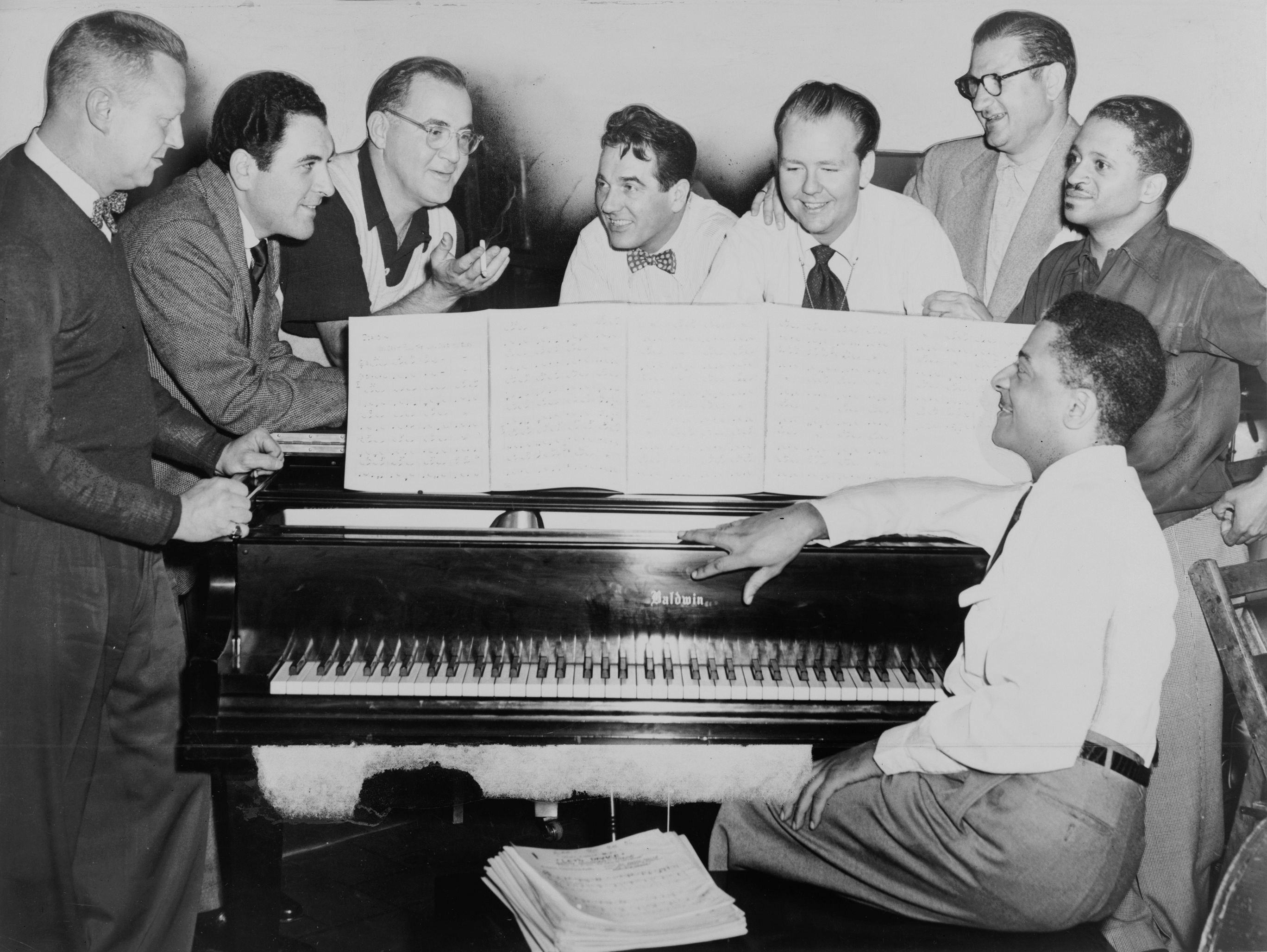 Benny Goodman rehearsal with pianist Teddy Wilson, 1952