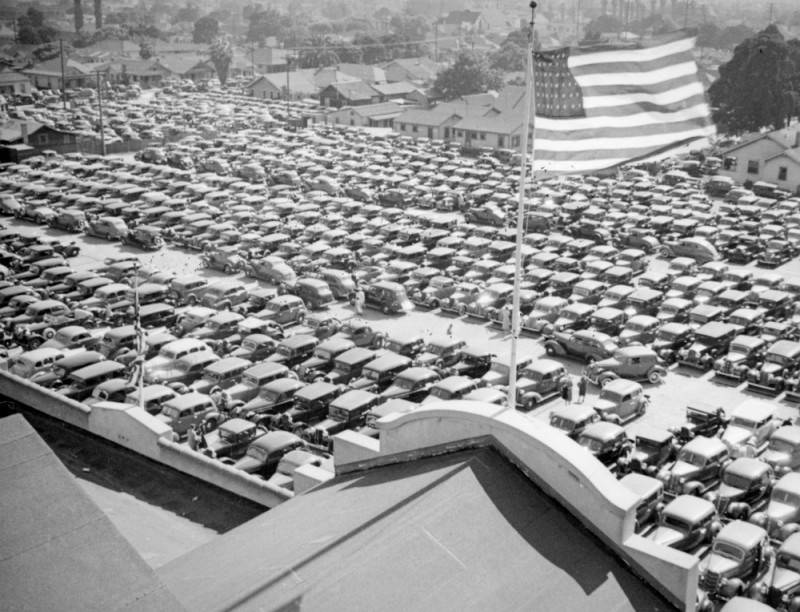 Parking structure filled to capacity-1937