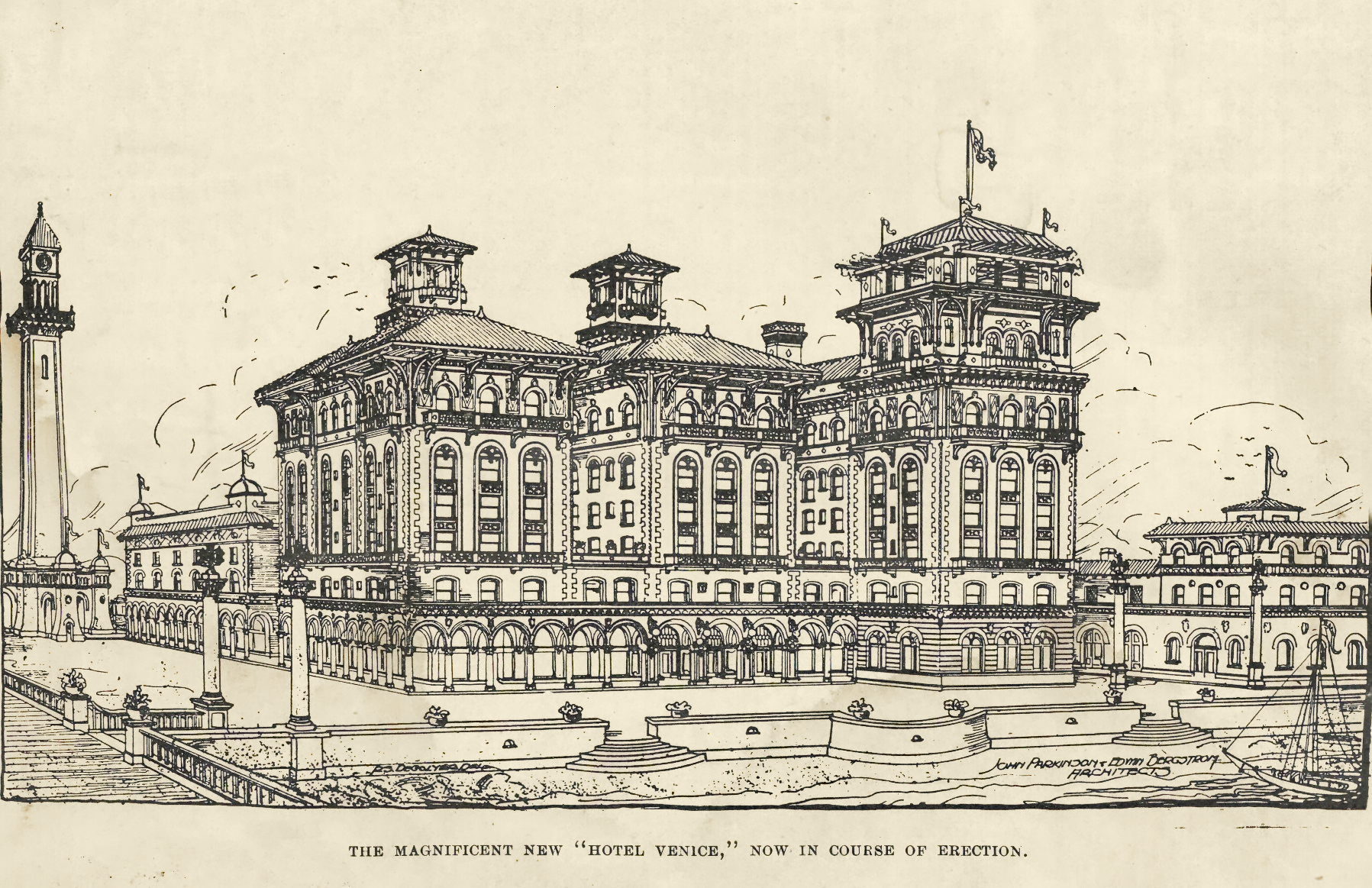 Conceptual design for a John Parkinson designed Hotel Venice 