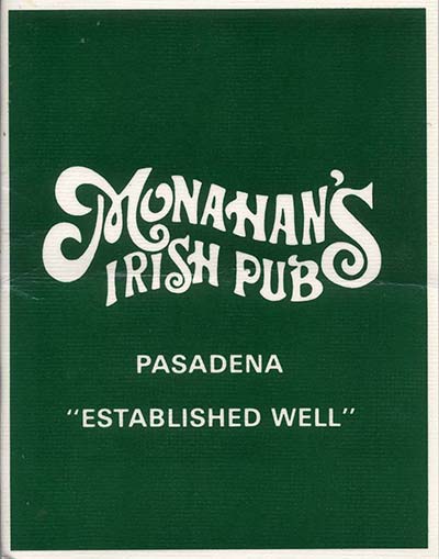 Monahan's restaurant menu
