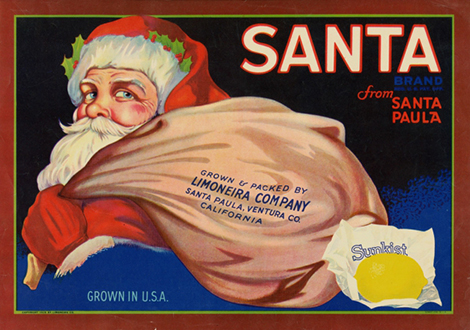 Santa Claus carrying a sack