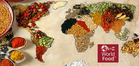 Word map made of food, A to Z World Food logo
