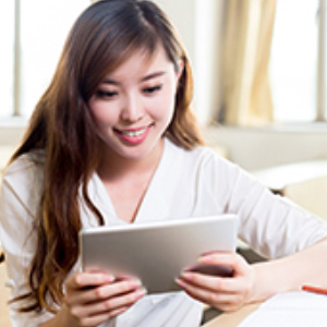 woman with tablet