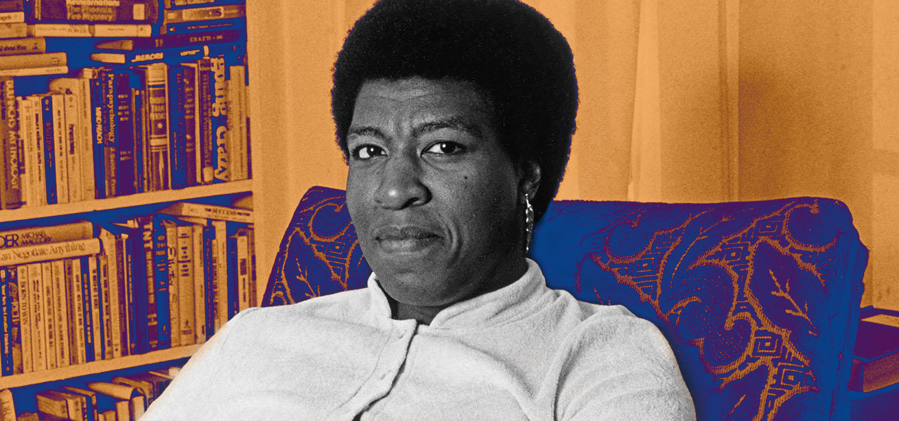  An artistic coloring of a portrait of author Octavia Butler.