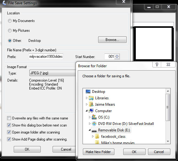 Scanner save screenshot