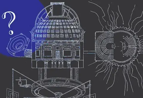 drawing on black background with text "Utopia Machine"