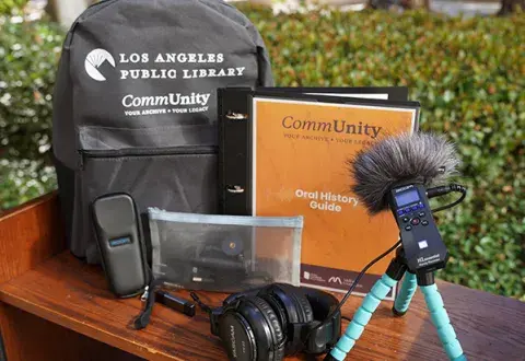 CommUnity backpack with various recording equipment