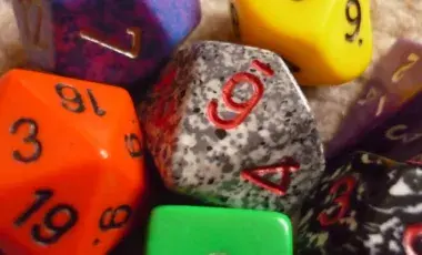 Multicolored set of dice.