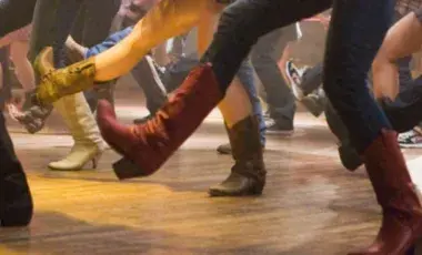 closeup of footwork during line dancing
