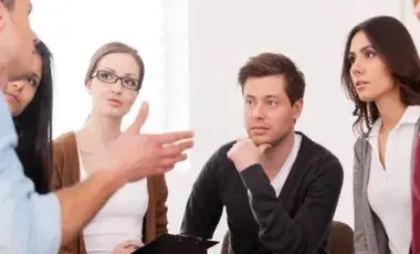 Men and women in discussion