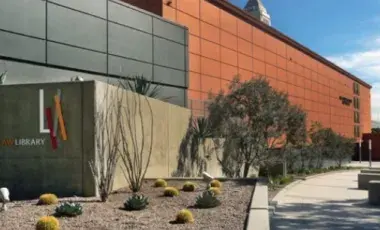 Exterior view of a library building 