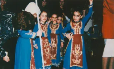 group of children wearing traditional Armenian folk costumes 