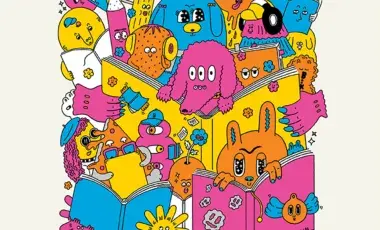 colorful comic of monsters readning books