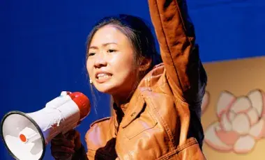 Woman holding a megaphone