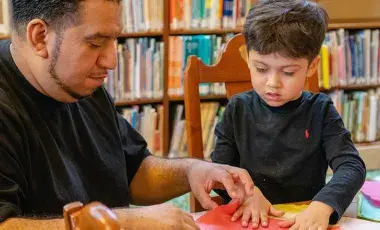 Father and Son crafting together