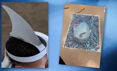 a whale craft and shark headband
