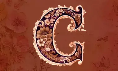 Letter C with flowers in the background