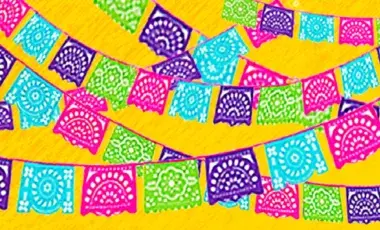 Drawing of Papel Picado banners. 
