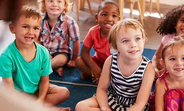 smiling children are waiting for the story