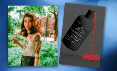 Picture of a woman and a book cover side by side
