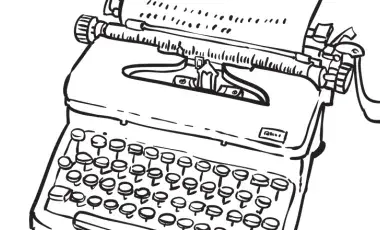 Black and white illustration of a typewriter.