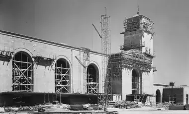 historic photo of Union Station under construciton