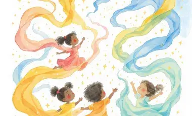 children play and dance with colors