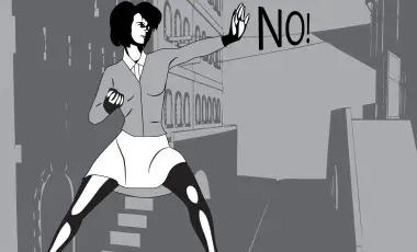 Illustration of woman punching