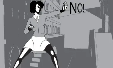 Illustration of woman punching