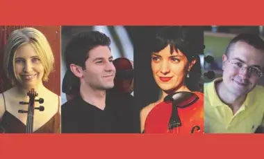 Four portraits of the musicians in the Fiato Quartet