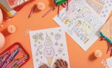 coloring sheets and crayons