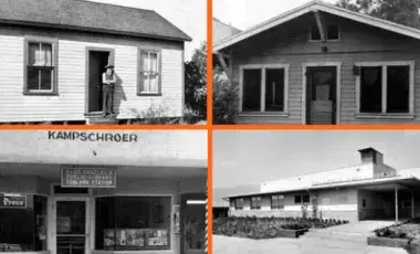4 previous buildings that housed the Sunland-Tujunga Branch Library.