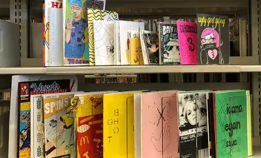 colorful drawing of the word ZINES