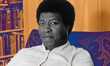 An artistic coloring of a portrait of author Octavia Butler.