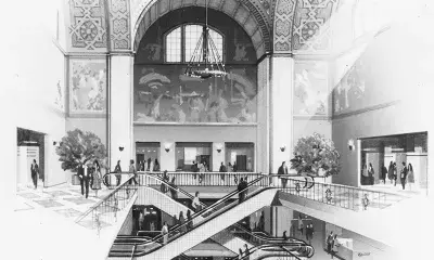 Historic proposed design of interior of Central Library