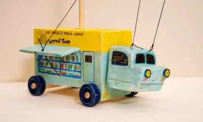 sculpture of bookmobile