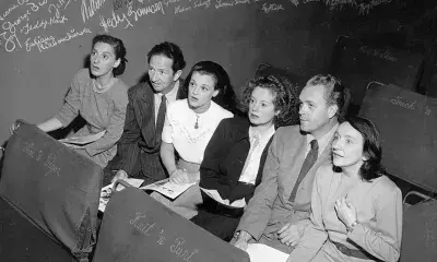 5 very engaged regular attendees at the Turnabout Theatre in the 1940s