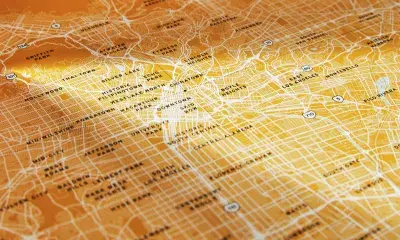 close up of map of Los Angeles