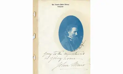 Autograph and portrait of John Muir