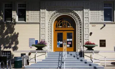 Digital print of the exterior of Vermont Square Branch Library