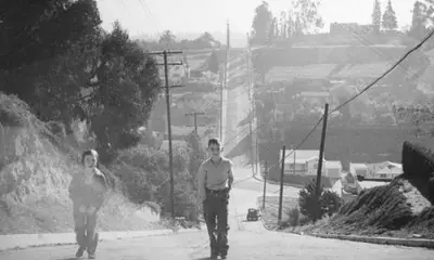 Children traverse Baxter Street in the Echo Park, circa 1937