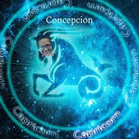 Connie’s face grins out of the Capricorn goat, which is her astrological sign.