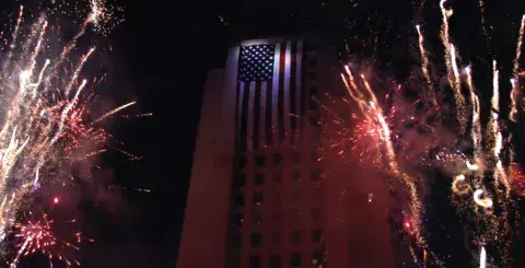 fireworks at Los Angeles City Hall